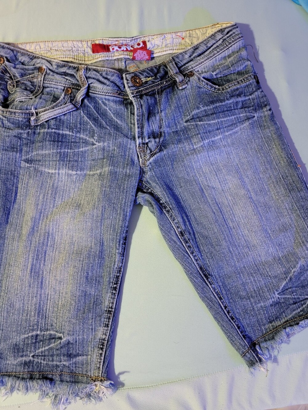 BONGO Y2K Vingage Denim Cutoff Jean Shorts - Light Blue Distressed